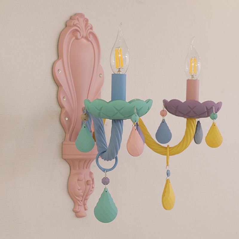 Metal Wall Sconce Lighting Macaron Multi-Color Wall Light Fixture for Bedroom
