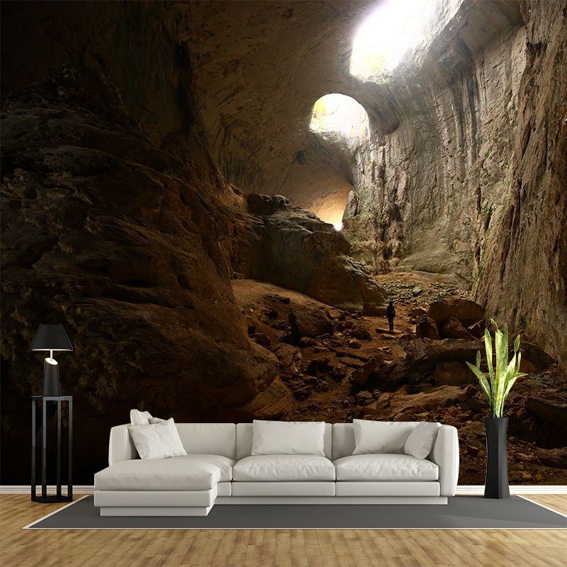 Modern Interior Cave Wallpaper Mural for Home Custom Wall Art in Brown, Non-Woven Cloth
