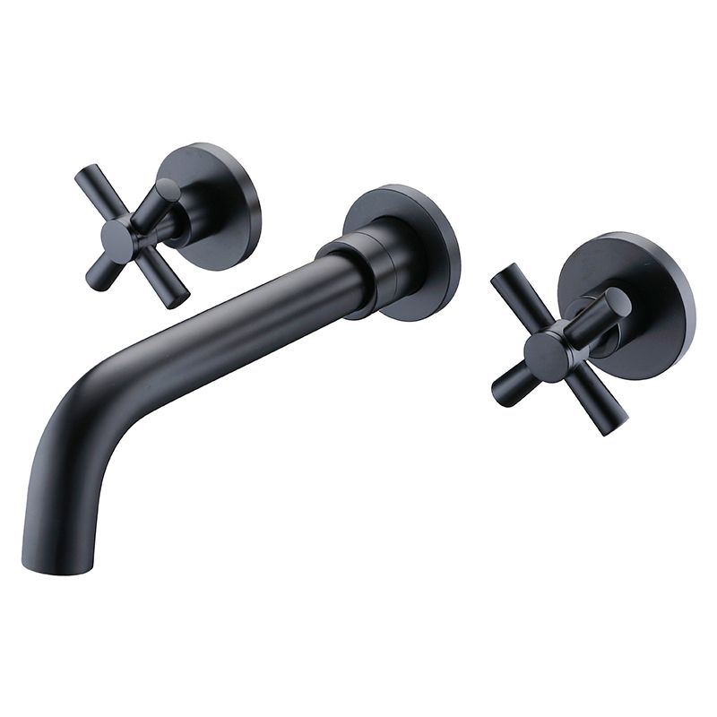 Glam Centerset Faucet Brass Cross Handles 3 Holes Wall Mounted Bathroom Faucet