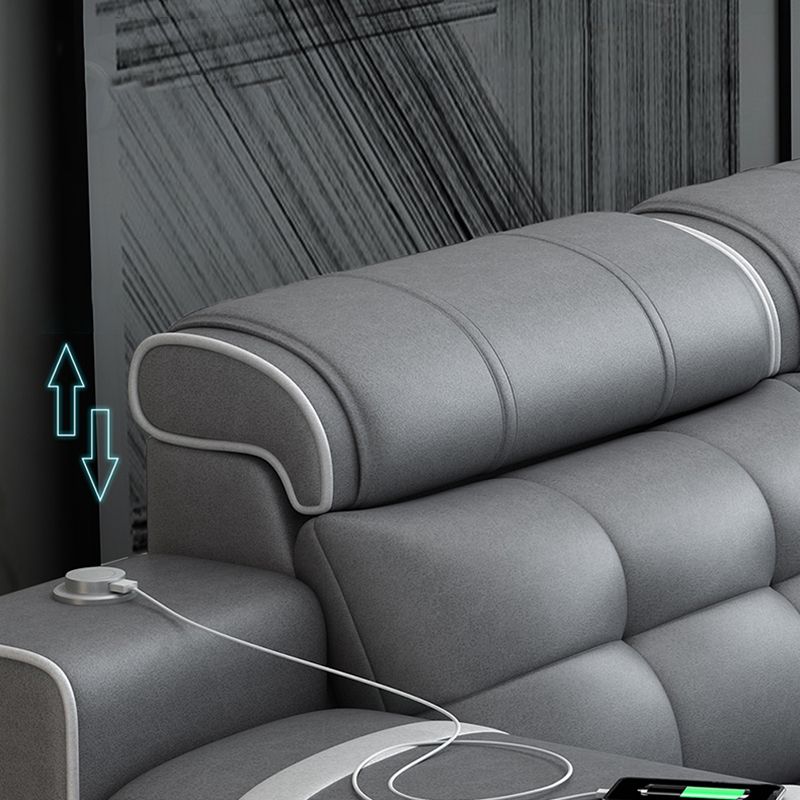 Contemporary Grey Sofa/sectional with Storage and USB for Living Room