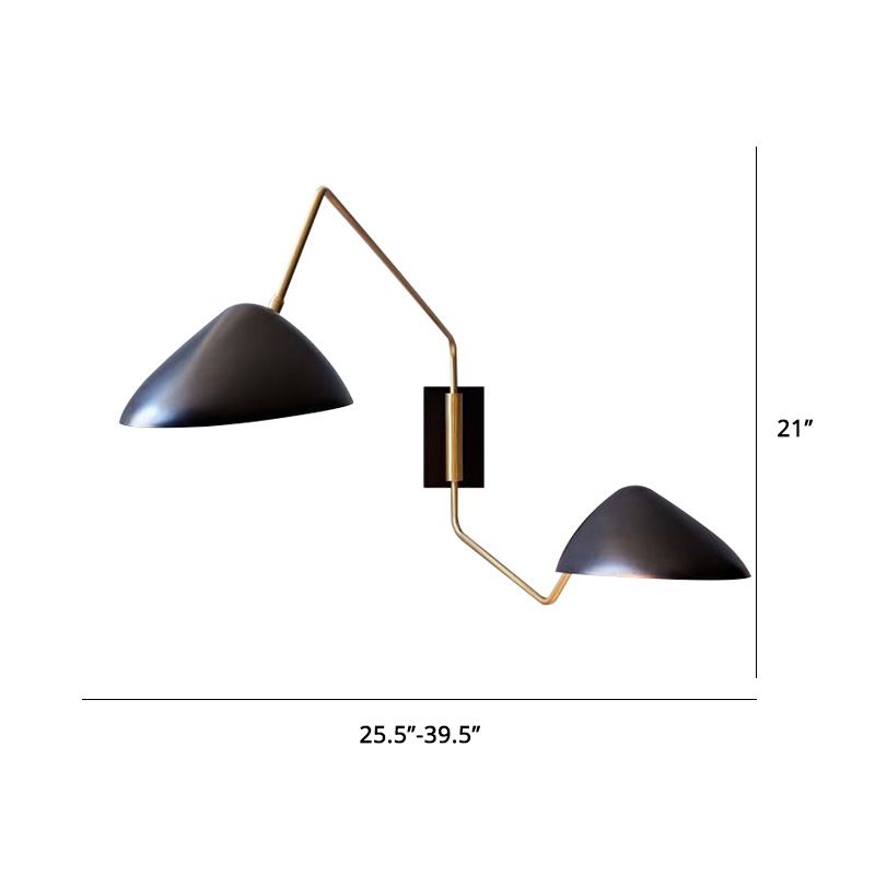 Metal Duckbill Reading Wall Light Designer 2-Bulb Schwarze Wandleuchten mit Schwungarm