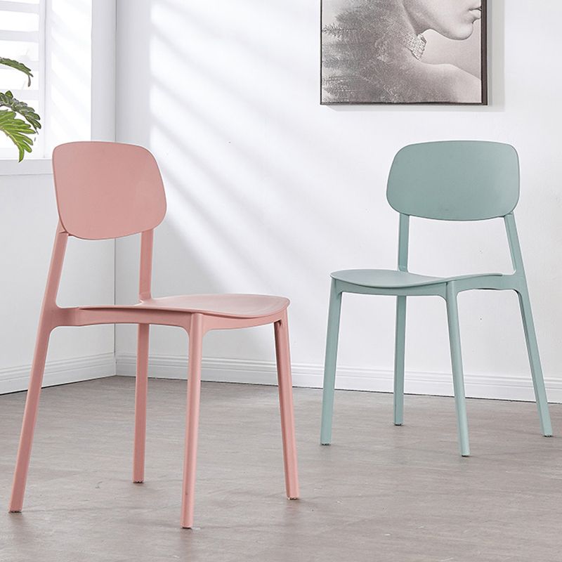 Scandinavian Plastic Kitchen Dining Chair Armless Open Back Chair