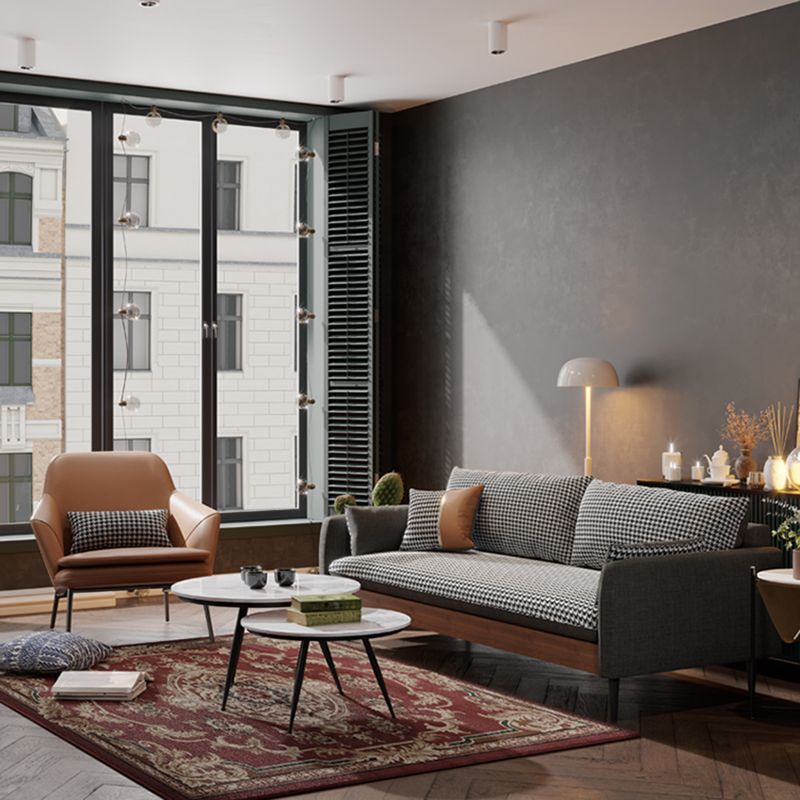 29.9" H Contemporary Linen Blend Square Arm Sofa for Living Room