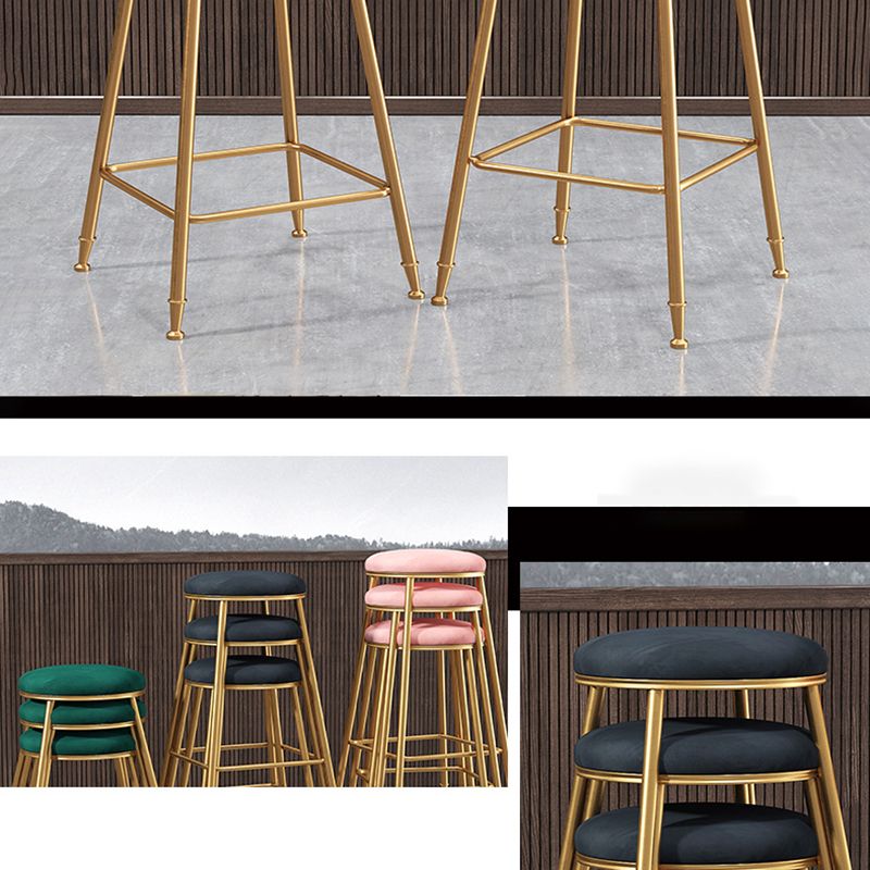 Restaurant Stackable Backless Stool Matte Finish Velvet Bar Stool