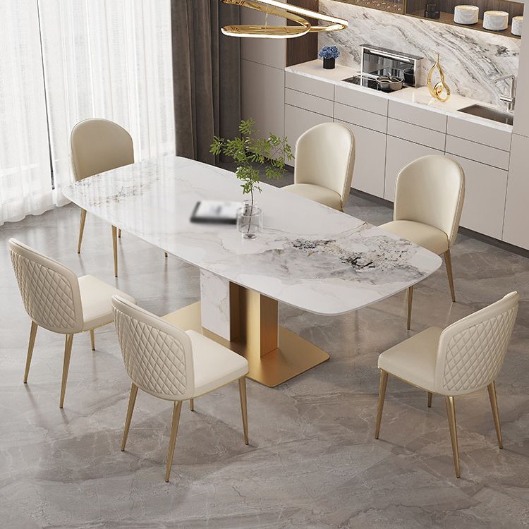 Luxury 1/4/5/7 Pieces Rectangle Dining Set Sintered Stone Top Dining Table with Chairs