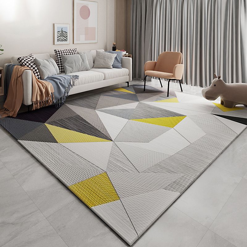 Casual Living Room Rug Multi Colored Geometric Area Rug Polypropylene Non-Slip Machine Washable Carpet
