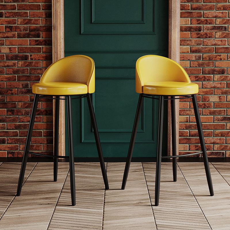 Modern Milk Tea Shop Low Back Stool Matte Finish Leather Barstool