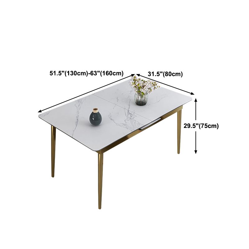 1/4/7 Pieces Stainless Steel Dining Table Set with Stone Top Glam Scalable Dinette Set