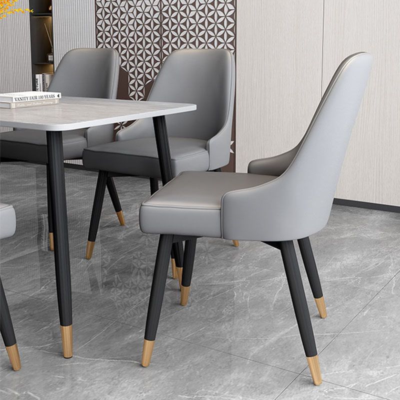 Sillas sin brazos de comedor de metal Glam, sillas de comedor tapizadas Parsons para restaurante