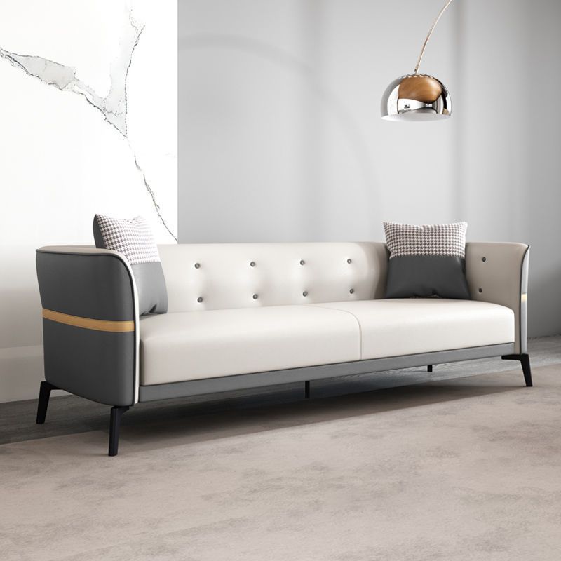 Modern Style Sofa Imitation Leather Sponge Upholstered Overturned Armchair Sofa Bed