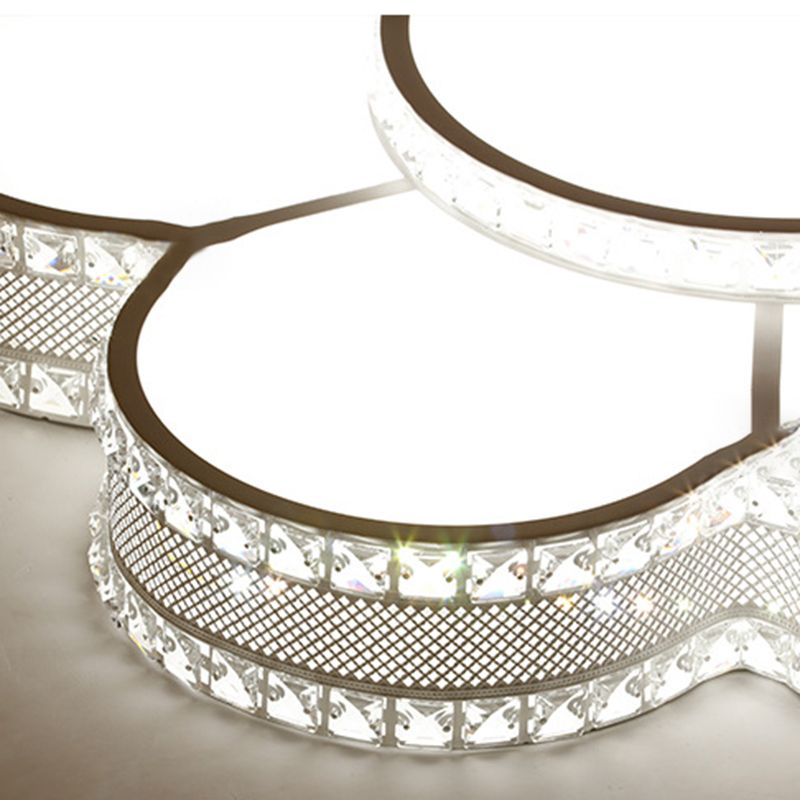 White 19.5"/23.5"/31.5" W LED Flush Light Modern Acrylic Petal Ceiling Flush Mount Lamp in Warm/White/3 Color Light