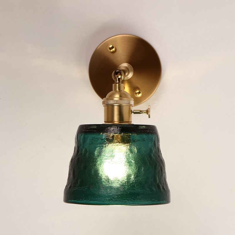 Metal Modern Wall Sconce Cylinder Shape Vanity Lamp with Glass Shade for Bathroom