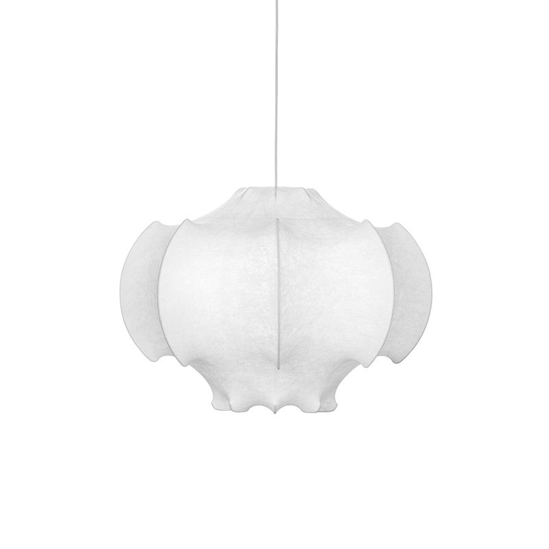 1-Light White Hanging Fixture in Modern Style Silk Unique Pendant Lighting