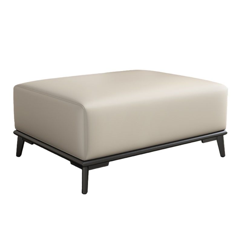 Contemporary Rectangular Ottoman Leather Foot Stool with Legs