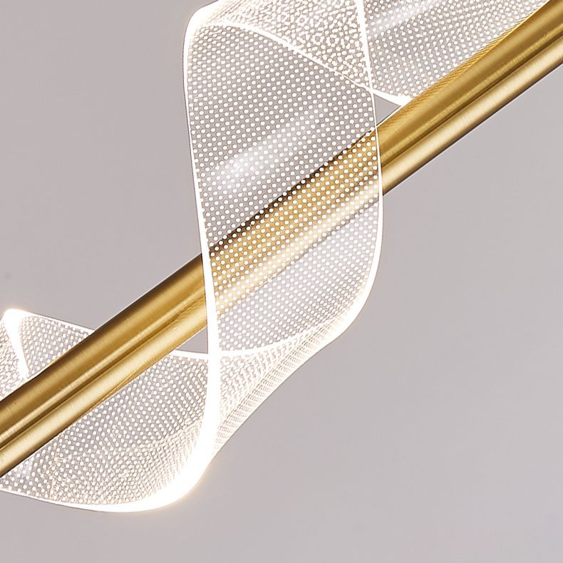 Gouden lineaire vorm led hanglamp moderne minimalistische metalen hanglamp voor woonkamer