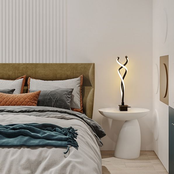 Spiral Acrylic Nightstand Light Art Deco Minimalist LED Table Lamp for Bedroom