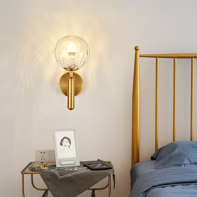 1-Light Aluminium Wall Lamp in Modern Creative Style Glass Globe Wall Sconce for Bedroom