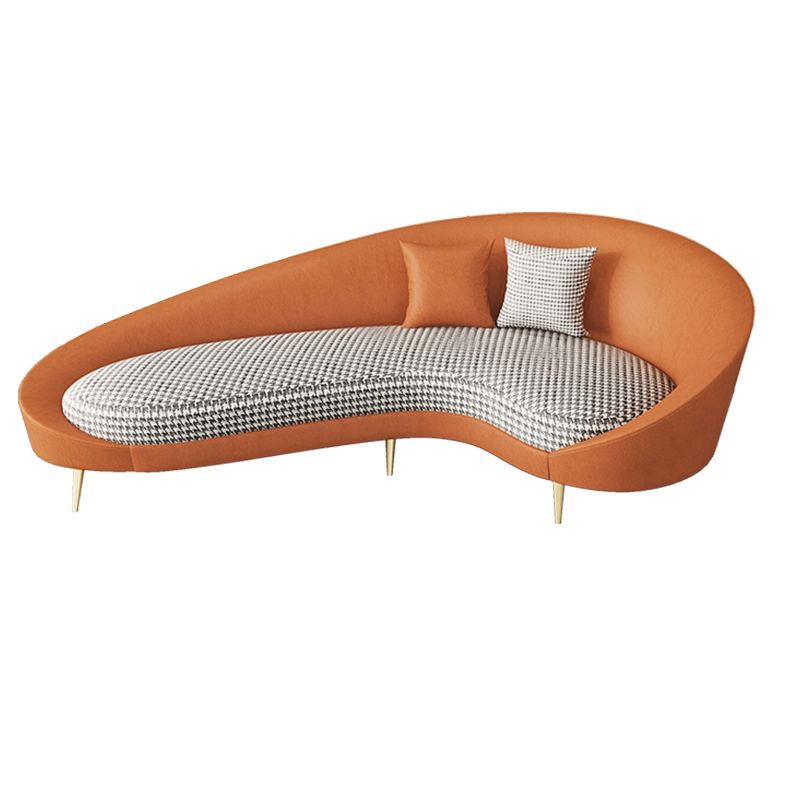 Faux Leather Curved Sofa with Slopped Arm for Living Room 33.47" High