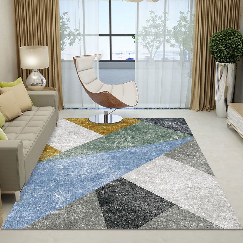 Modern Indoor Carpet Patchwork Geometric Print Area Rug Polyester Carpet for Living Room