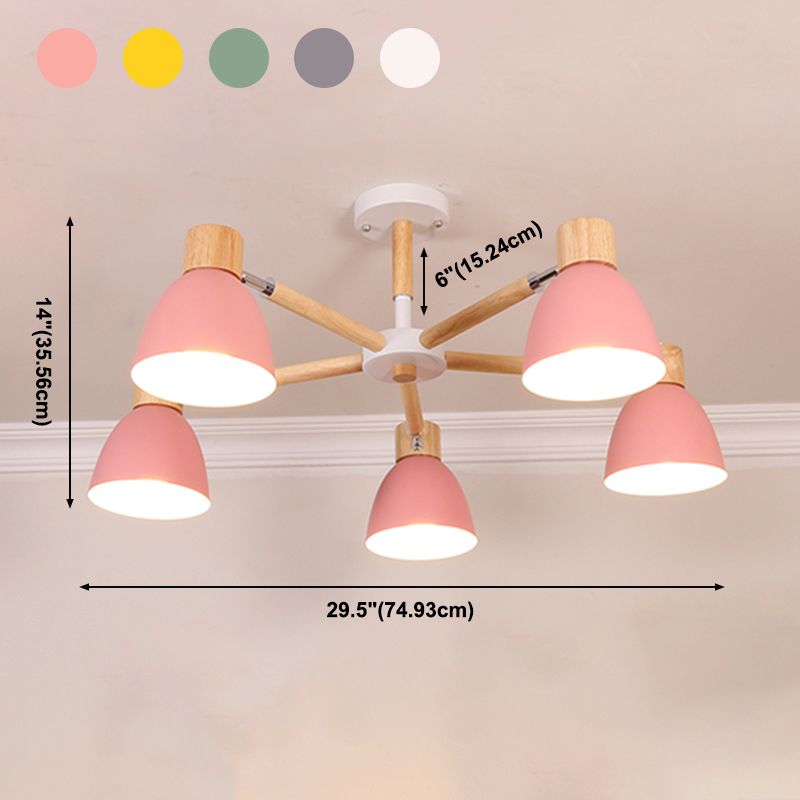 Bell Chandelier Light Fixtures Macaroon Multi-Head Hanging Lamps with Aluminum Shade