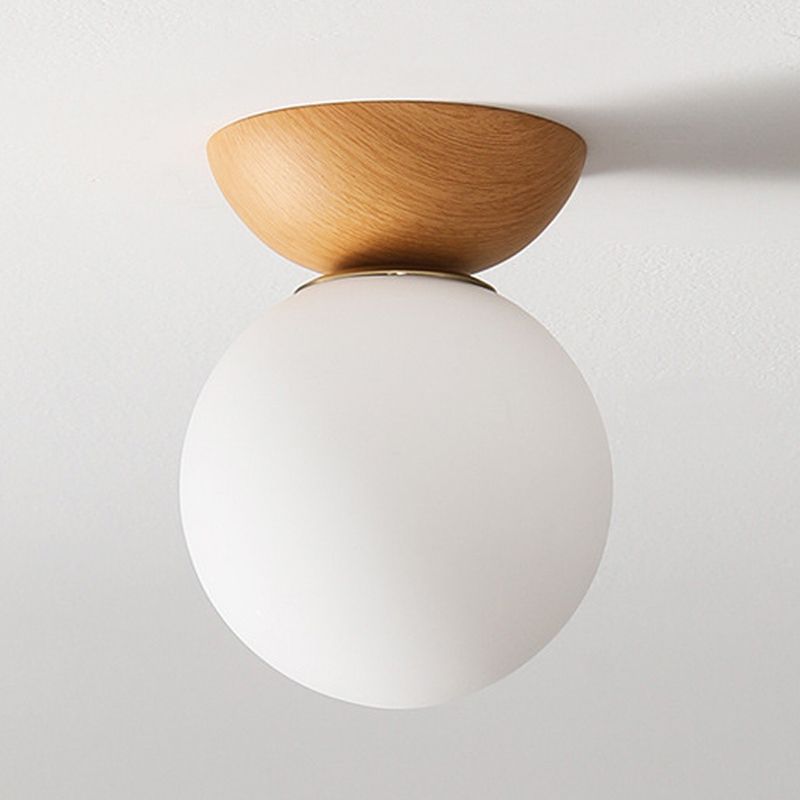 White Globe Flush Mount Lighting Modernism Glass Ceiling Light for Foyer
