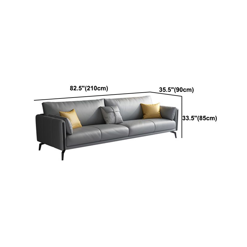 Gray Faux Leather Straight Arm Sofa/Sectionals with water proof for Living Room