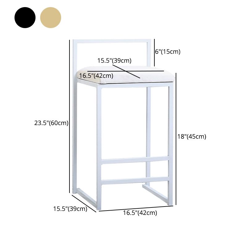 Taburete de bar de metal de estilo moderno con reposapiés y taburete de bar con respaldo bajo para cocina