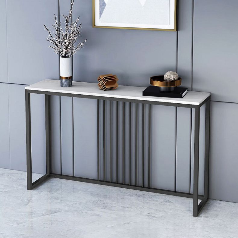 Contemporary Console Accent Table Rectangle Console Sofa Table in Stone