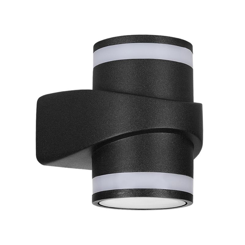 Tubular Metal Wall Washer Sconce Contemporary Black LED Wall Lighting for Backyard