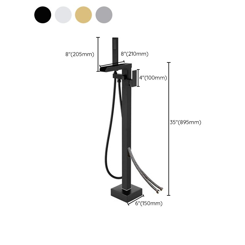 Floor Mounted Metal Freestanding Tub Filler 1 Handle Freestanding Faucet with Hose