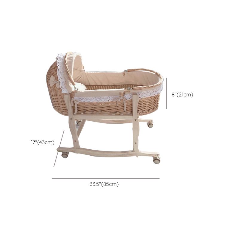 Newborn Wicker Co-Sleeper & Bedside Bassinets with 4 Wheels Rectangle Side Crib
