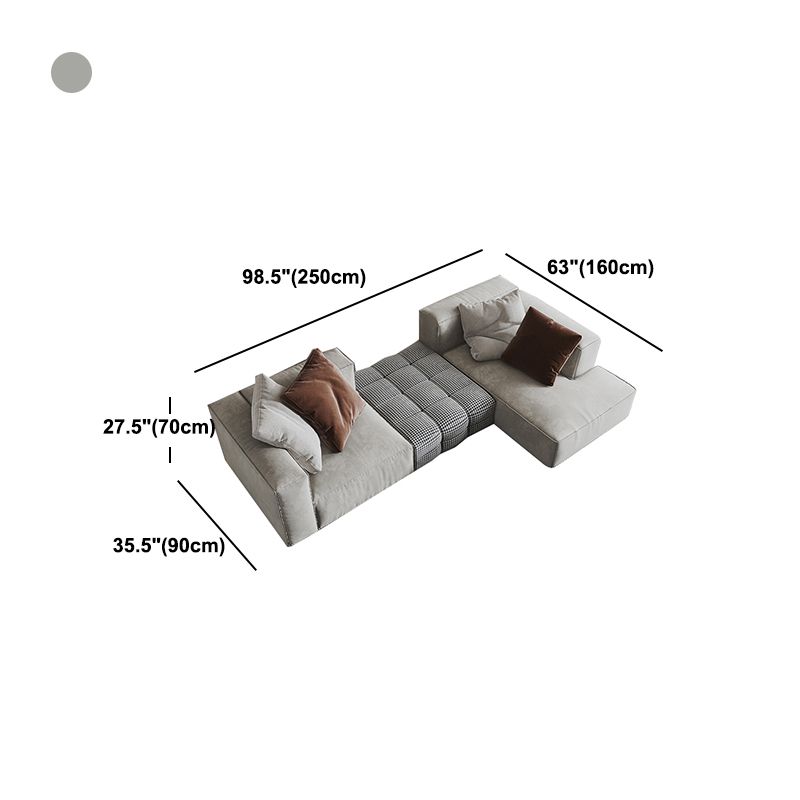 Square Arm Modern Cushion Back Velvet Living Room Sofa & Chaise