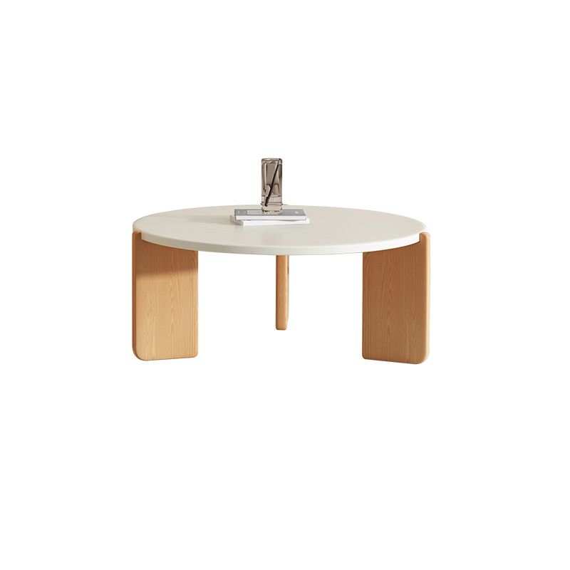3 Legs Coffee Table Contemporary Solid Wood Round Cocktail Table