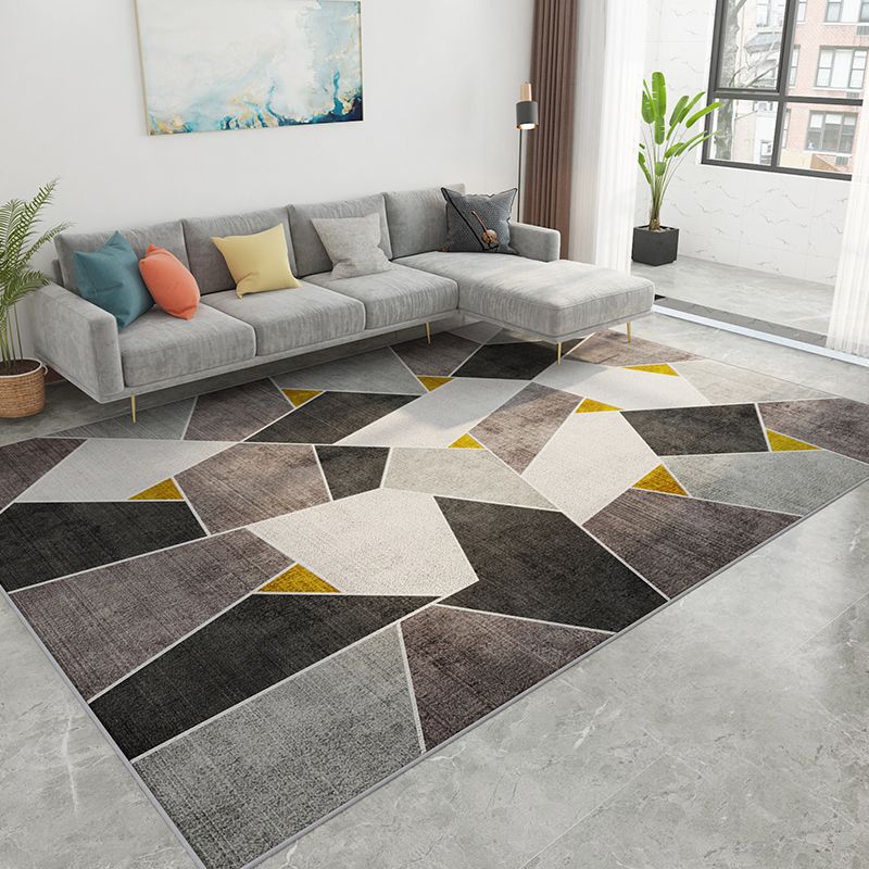 Fashion Nordic Rug Multi-Colored 3D Geometric Printed Carpet Anti-Slip Backing Washable Pet Friendly Rug for Sitting Room