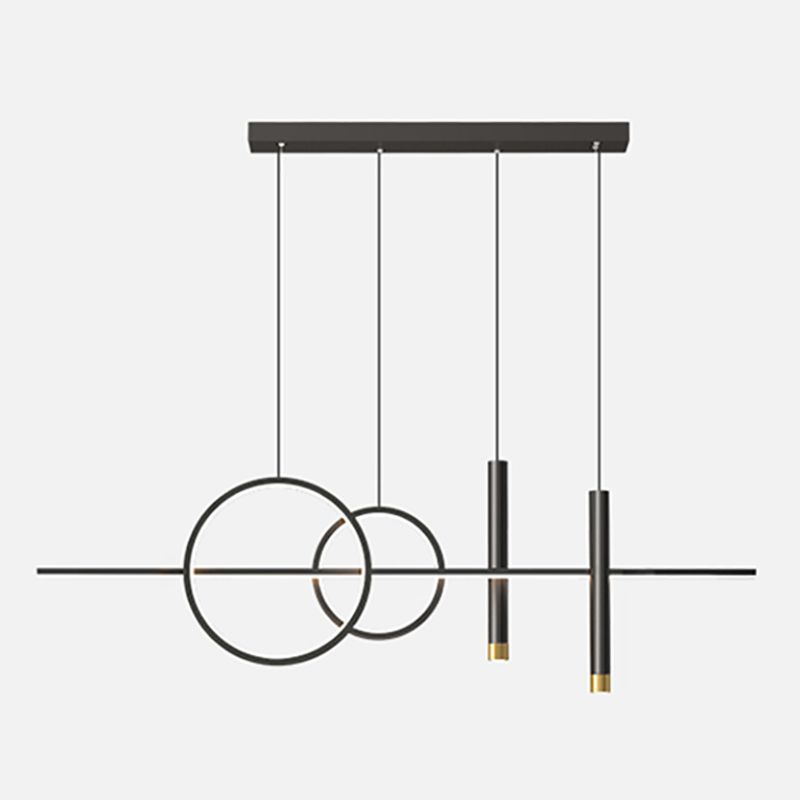 Modern Metal Track Light Multi-Head Restaurant Island Lighting Fixtures with Acrylic Shade