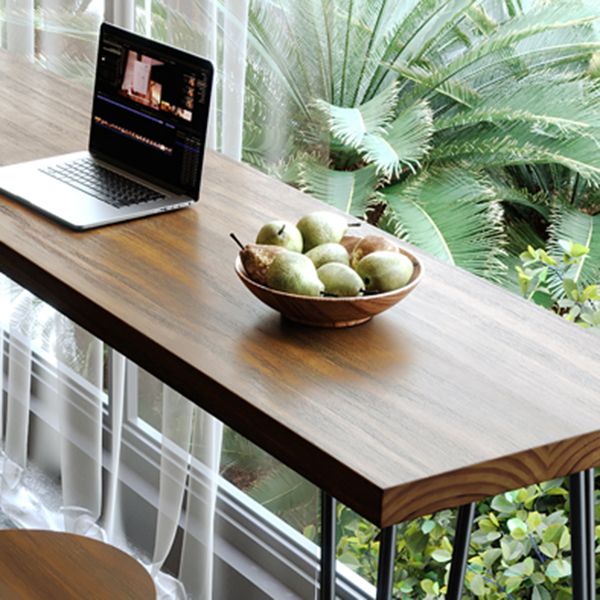 Solid Wood Pub Table Bar Height Industrial Rectangle Bar Table for Small Places