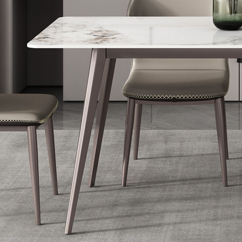Rectangle Dining Table Modern 4 Legs Fixed Table of Sintered Stone