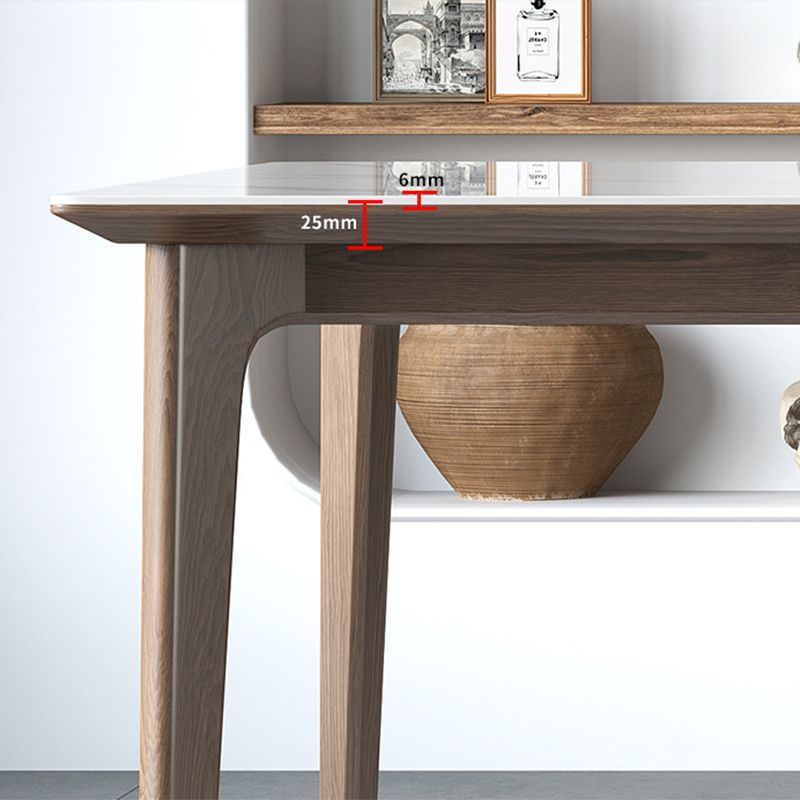 Minimalistische witte gesinterde stenen dinerset standaard rechthoekige vorm dinerset met 4 poten tafel