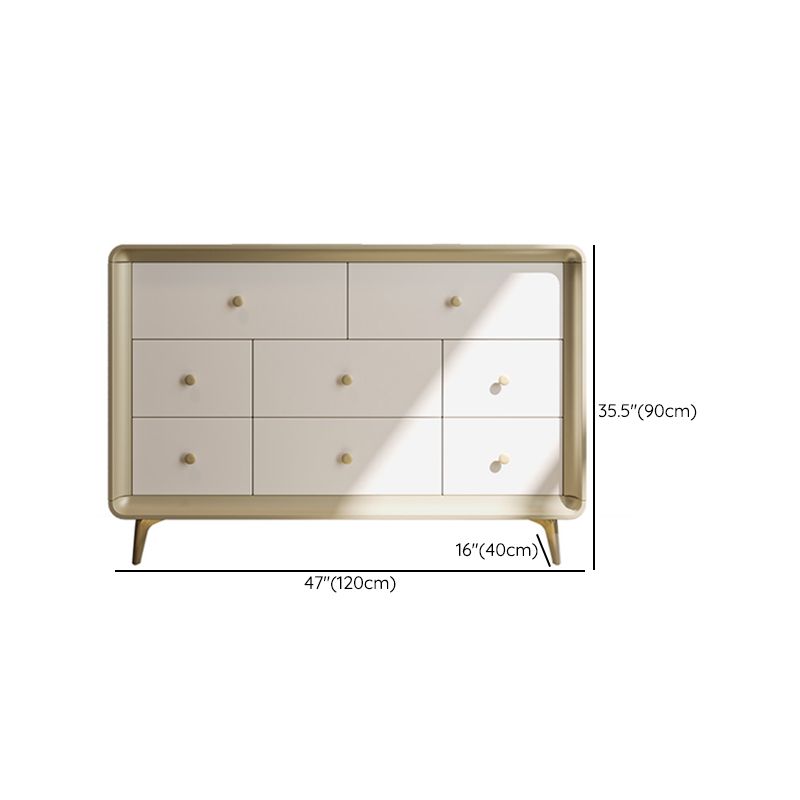 Classic Glam Horizontal Double Dresser Rubber Wood Storage Chest Dresser for Bedroom