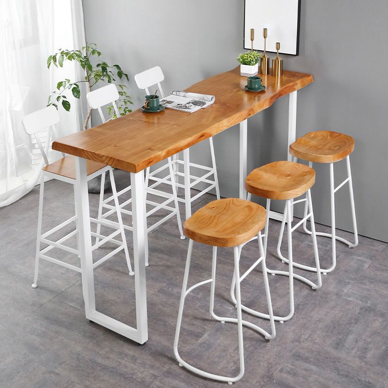 Contemporary 1/2/4/7 Pieces Bar Table Set Rectangle Wood Bar Table with Wood Stools