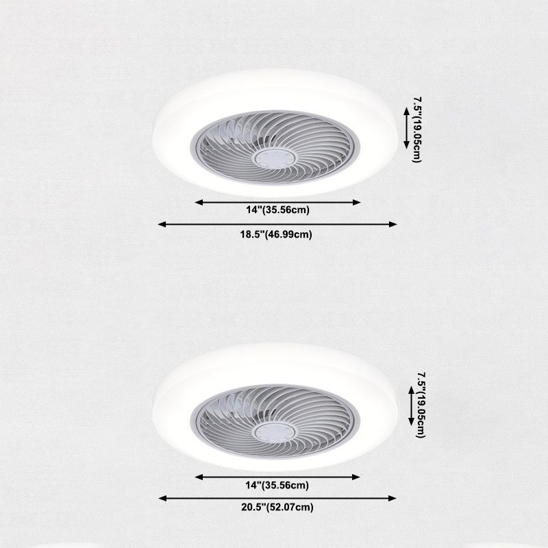 Acryl weiße LED -Deckenventilatoren im modernen prägnanten Stil Eisen kreisförmiger Flush -Mount für Schlafzimmer