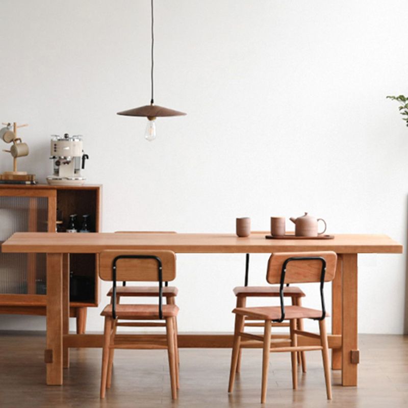 Contemporary Rectangular Solid Wood Tabletop Dining Table with Trestle