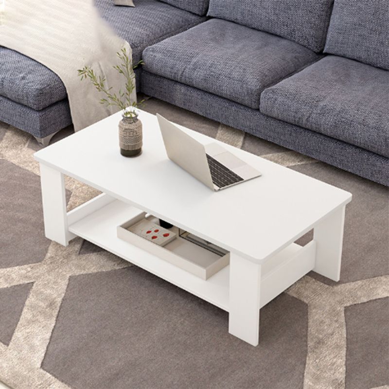 Rectangular 4 Legs Base Design Artificial Material Modern Style Coffee Table