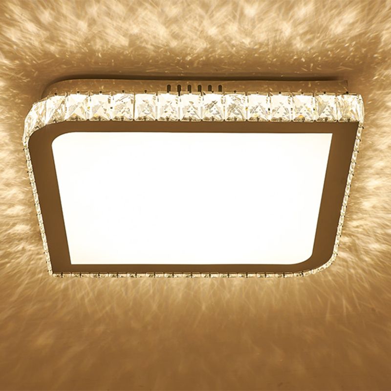 Prismatic K9 Crystal Geometric Ceiling Fixture Simple White LED Flush Mount Lighting for Bedroom