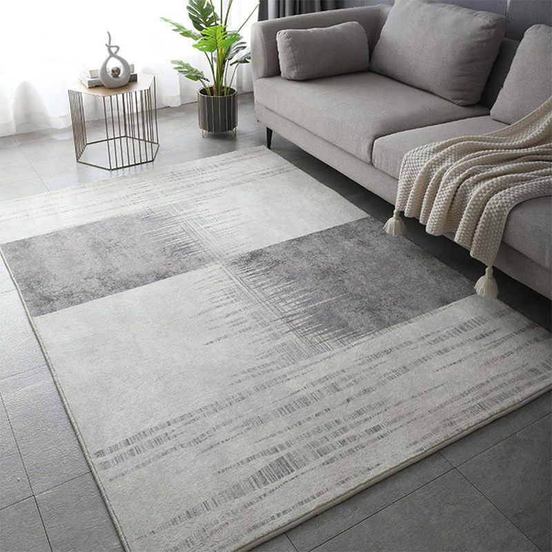 Grijs eenvoud Tapiciteit Polyester grafisch vloerkleed wasbaar tapijt voor woonkamer