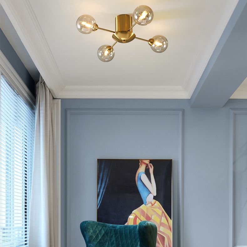 Plafond de style minimalisme moderne Globe de verre globe Shade Metal Lignes de verrouillage des lieux d'éclairage de forme lampe