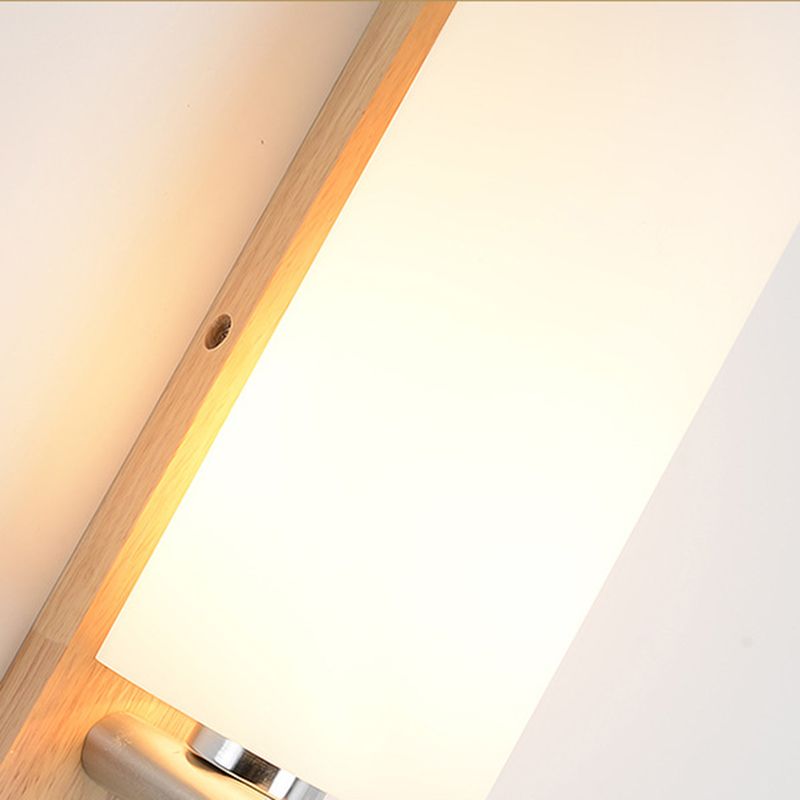 Wood Geometric Wall Sconce Lighting Simplicity-Style Wall Lighting Fixture in Beige