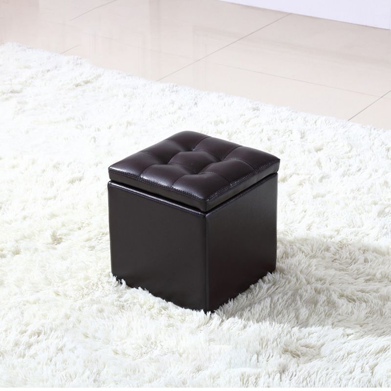Modern Tufted Ottoman Plain Water Resistant Stain Resistant Leather Ottoman with Storage