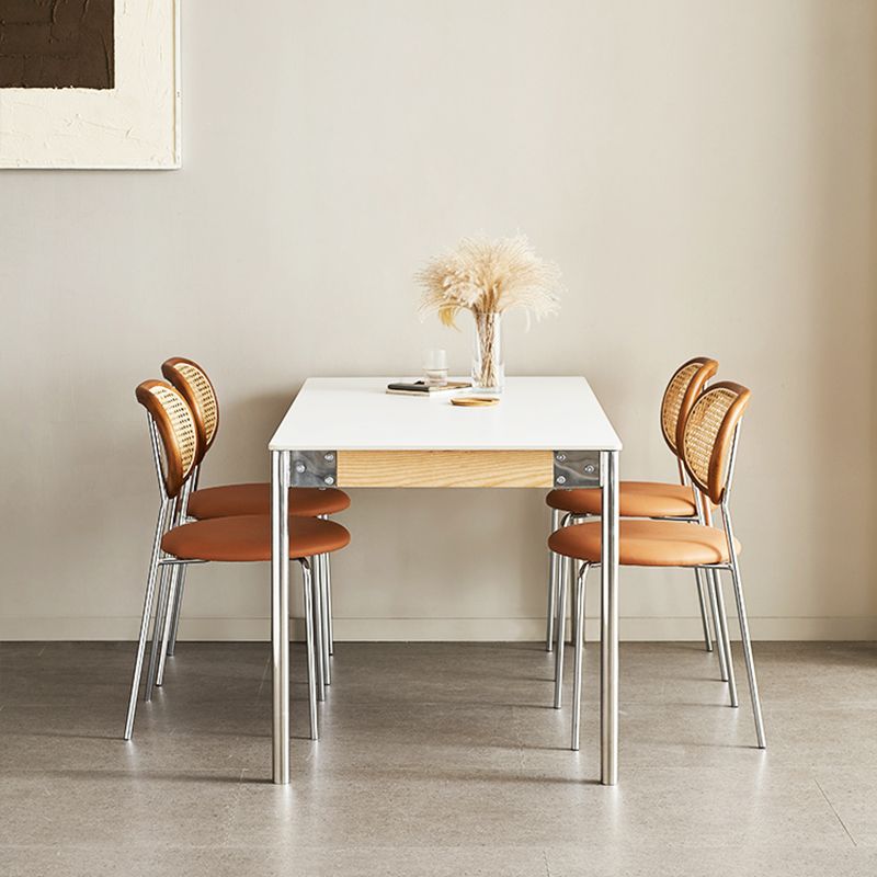 Sintered Stone Dining Table Set 1/4/5 Pcs Rectangle Dining Table with Armless Chairs