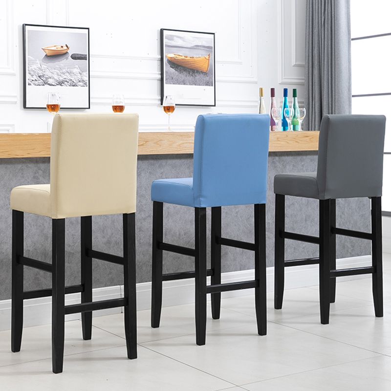 Contemporary Leather Solid Wood Barstool Bristol Bar Stool with Low Back